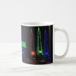 Blackpool Tower Schöne Nachtlichter, rot, grün Kaffeetasse