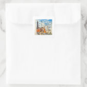 Blackpool Tower Seaside Quadratischer Aufkleber (Tasche)
