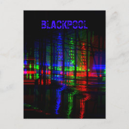 Blackpool Tower Water Reflection, rot, grün, blau Postkarte