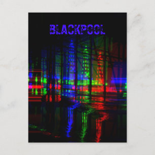 Blackpool Tower Water Reflection, rot, grün, blau Postkarte