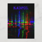 Blackpool Tower Water Reflection, rot, grün, blau Postkarte (Vorderseite)