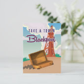 Blackpool Vintage Reiseplakat Postkarte (Stehend Vorderseite)