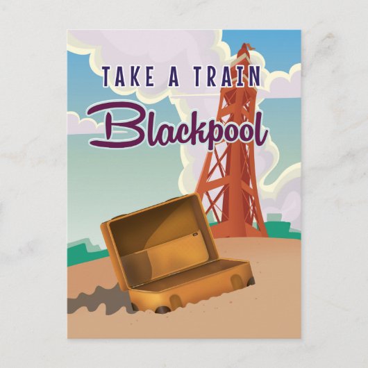 Blackpool Vintage Reiseplakat Postkarte (Vorderseite)