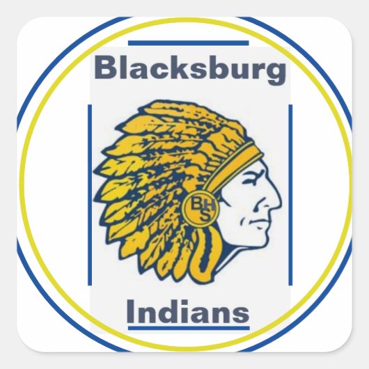 Blacksburg High School Indian Mascot Quadratischer Aufkleber (Vorderseite)