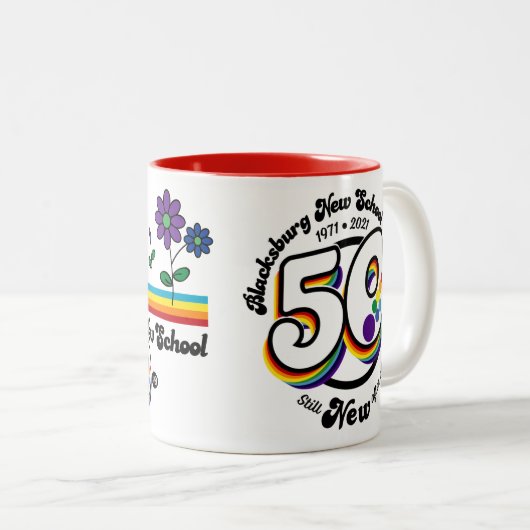 Blacksburg New School feiert 50. Tasse (VorderseiteRechts)