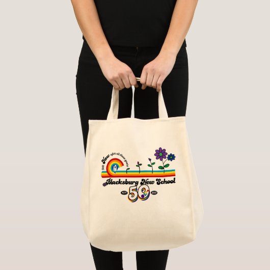 Blacksburg New School feiert 50. Tote Bag Tragetasche (Vorderseite (Produkt))