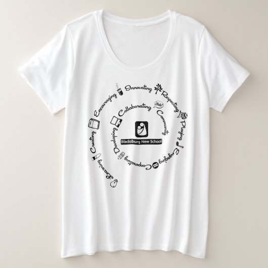 Blacksburg New School Plus Spiraldesign Große Größe T-Shirt (Design vorne)