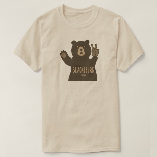 Blacksburg Virginia Peace Bear T-Shirt (Design vorne)