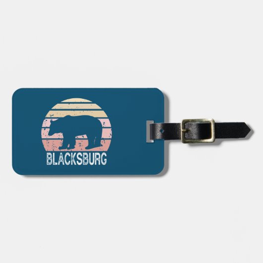 Blacksburg Virginia Retro Bear Gepäckanhänger (Vorderseite horizontal)