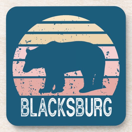 Blacksburg Virginia Retro Bear Getränkeuntersetzer (Vorderseite)