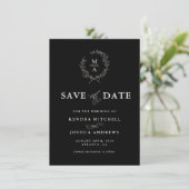BlackSimple-Elegant-Monogramm Save the Date (Stehend Vorderseite)