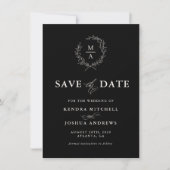 BlackSimple-Elegant-Monogramm Save the Date (Vorderseite)