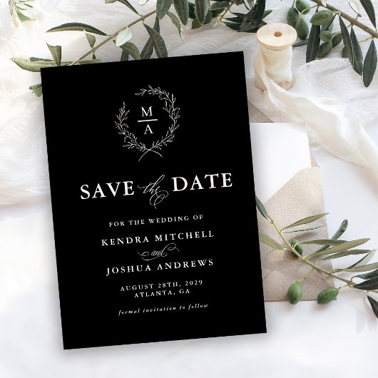 BlackSimple-Elegant-Monogramm Save the Date