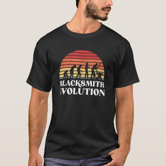 Blacksmith Evolution Goldsmith Hammer Craft Anvil T-Shirt (Vorderseite)