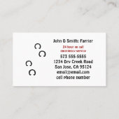 Blacksmith Farrier Business Card Visitenkarte (Rückseite)