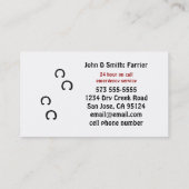 Blacksmith Farrier Business Card Visitenkarte (Rückseite)