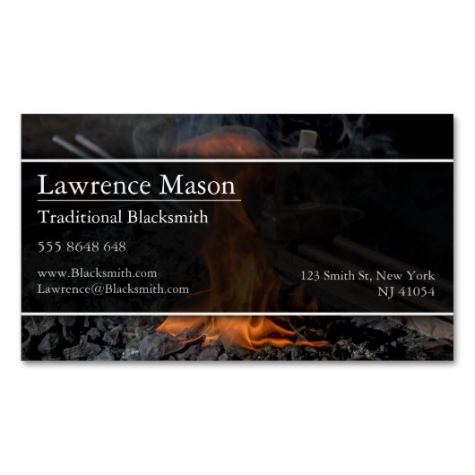 Blacksmith Forge Foto Magnetic Business Card Magnetische Visitenkarte (Vorderseite)
