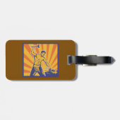 Blacksmith Hammering Retro Strongman Labour Gepäckanhänger (Rückseite horizontal)