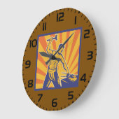 Blacksmith Hammering Retro Strongman Labour Große Wanduhr (Winkel)