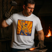 Blacksmith Hammering Retro Strongman Labour T-Shirt