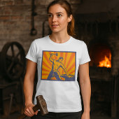 Blacksmith Hammering Retro Strongman Labour T-Shirt