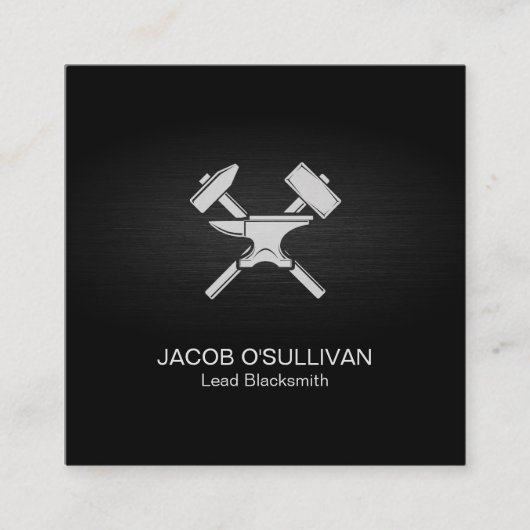 Blacksmith Iron Works Metal Quadratische Visitenkarte (Vorderseite)
