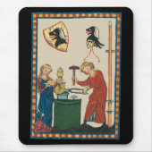 Blacksmith Schmiede Helmet Mittelalterliche Kunst Mousepad (Vorne)