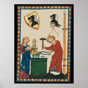 Blacksmith Schmiede Helmet Mittelalterliche Kunst Poster