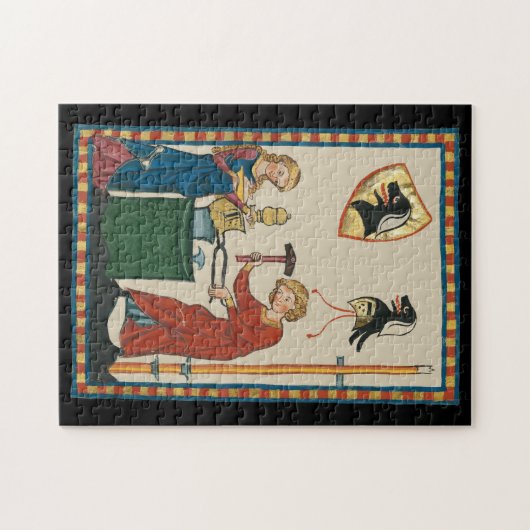 Blacksmith Schmiede Helmet Mittelalterliche Kunst Puzzle (Horizontal)