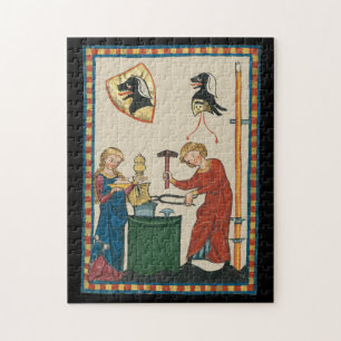 Blacksmith Schmiede Helmet Mittelalterliche Kunst Puzzle