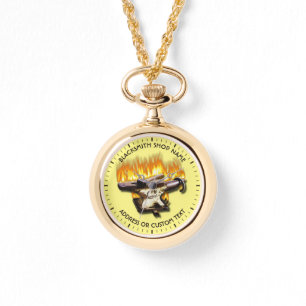 Blacksmith-Shop mit Anvil und Hammer Feuer Armbanduhr