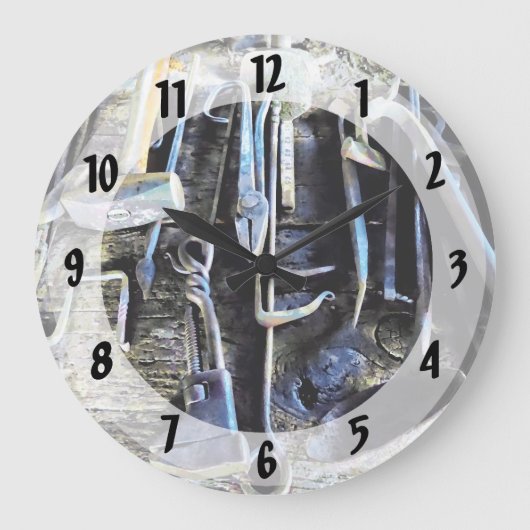 Blacksmith Tools Große Wanduhr (Vorderseite)