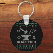 Blacksmith Ugly Christmas Sweater Schlüsselanhänger (Vorderseite)