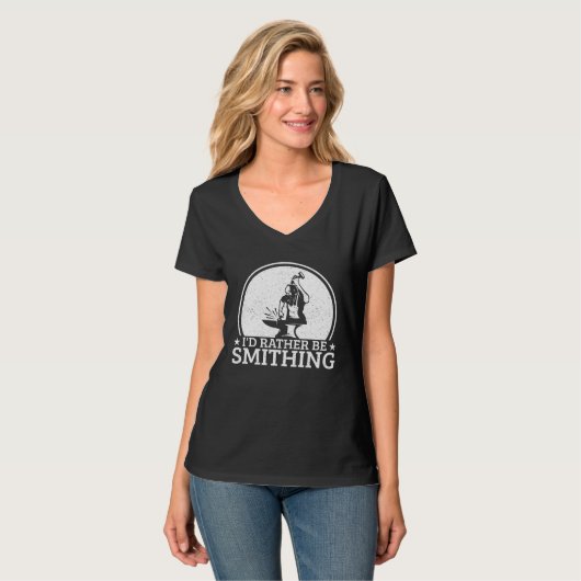 Blacksmithing I´d Rather Be Smithing Blacksmith T-Shirt (Vorderseite Vollansicht)