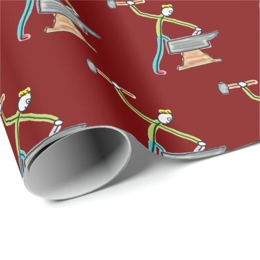 Blacksmithing Stickman Geschenkpapier (Rolleneckpunkt)