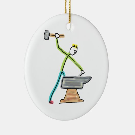 Blacksmithing Stickman Keramik Ornament (Rechts)