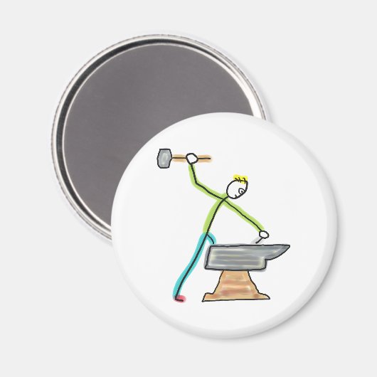 Blacksmithing Stickman Magnet (Vorderseite/Rückseite)