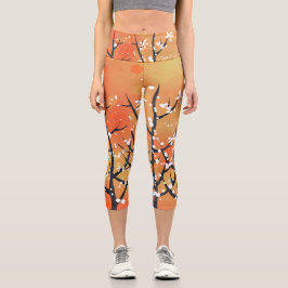 Blackthorn Blossom Frühlingsfloral Capri Leggi Leggings