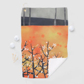 Blackthorn Blossom Frühlingsflorenkoralle Golfhandtuch (Insitu)