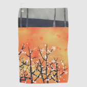 Blackthorn Blossom Frühlingsflorenkoralle Golfhandtuch (Vorderseite)