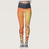 Blackthorn Blossom Frühlingsflorenkoralle Leggings (Vorderseite)