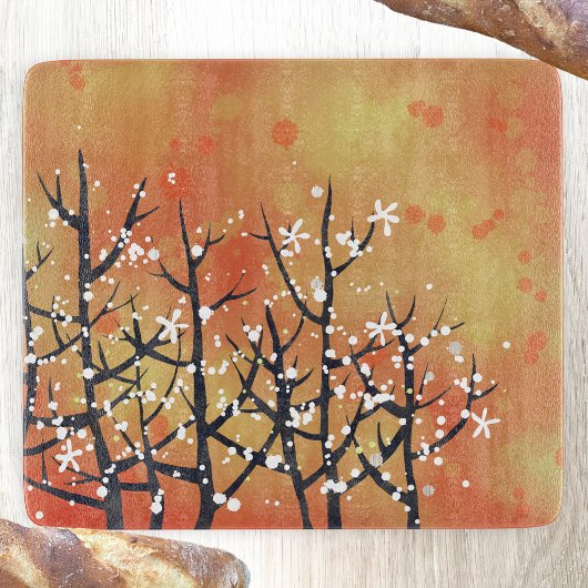 Blackthorn Blossom Peach Landscape Schneidebrett