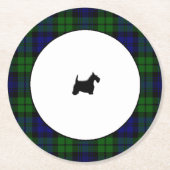 Blackwatch karierter schwarzer Scottie Runder Pappuntersetzer (Vorderseite)