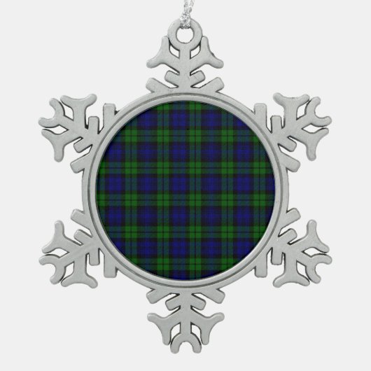 Blackwatch Tartan Campbell-Clan Schneeflocken Zinn-Ornament (Vorderseite)