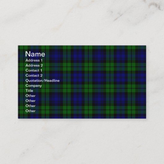 Blackwatch Tartan Campbell-Clan Visitenkarte (Vorderseite)