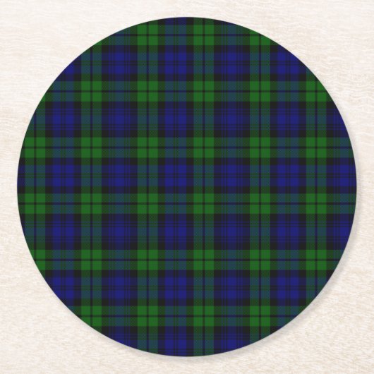 Blackwatch Tartan Runder Pappuntersetzer (Vorderseite)