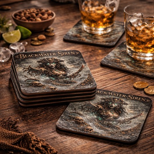 Blackwater Siren Coaster Set – Dark Maritime Myth Getränkeuntersetzer