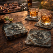 Blackwater Siren Coaster Set – Dunkle maritime Myt Getränkeuntersetzer