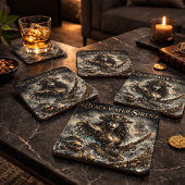 Blackwater Siren Coaster Set – Dunkle maritime Myt Getränkeuntersetzer