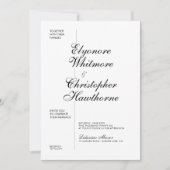 BlackWhite Elegant Modern Calligraphy Wedding Einladung (Vorderseite)